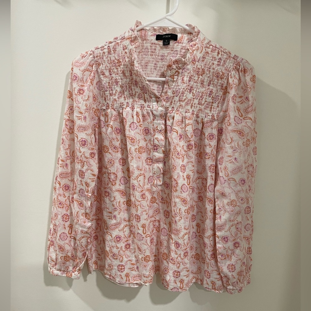 J.Crew Soft Gauze Garden Top in Pink, Whimsey Paisley Print, Small